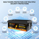 MFUZOP LiFePO4 200Ah 12V Lithium Battery with Over 10 Years Life and Max. 15000 Cycles, 2560Wh Load Performance, 100A BMS