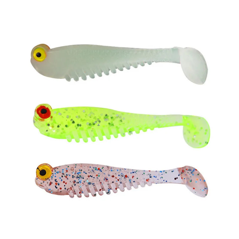 5/10/20pcs Soft Fishing Lures Simulation Silicone T-tail Luminous Luya Baits Fake Artificial Night Fishing Lures Accessories