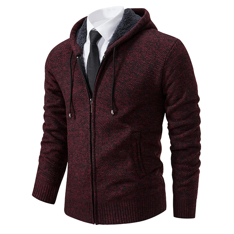 Mens Autumn Winter Sweater Hoodies Fleece Cardigan Zip Jacket Knitting Cardigans Fashion Casual Slim Fit Korean Mens Top Clothes