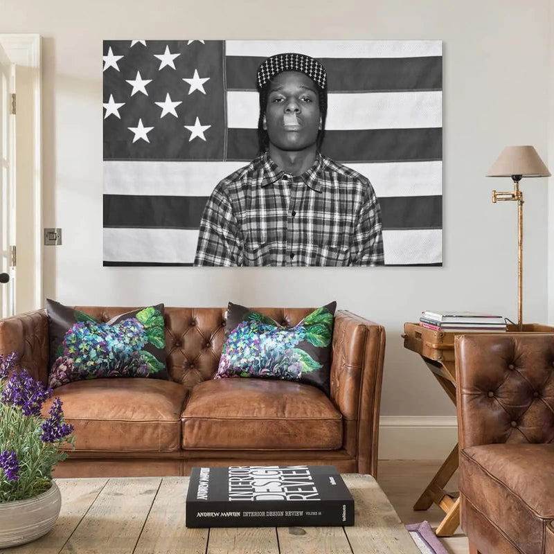 A$AP Rocky ASAP American Flag Rap Rapper Motivational Inspirational Office Gym Wall Dorm Decor 3x5ft Flag Only Sewing