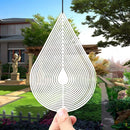 3D Water Drop Wind Spinner Yard Hanging Decor Stainless Steel Flowing Visual Wind Chime Outdoor Mirror Reflection Bird Repeller