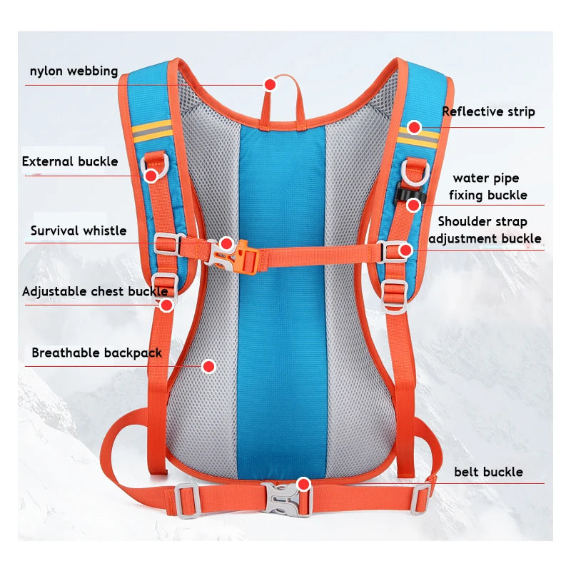 New 12L Outdoor Sport Bike Cycling Running Hiking Hydration Water Bag Storage Helmet Pack Waterproof UltraLight Bladder Backpack