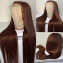13x4 Brown Lace Front Human Hair Wigs Pre Plucked With Baby Hair Chocolate Color Bone Straight Human Hair Lace Frontal Wigs