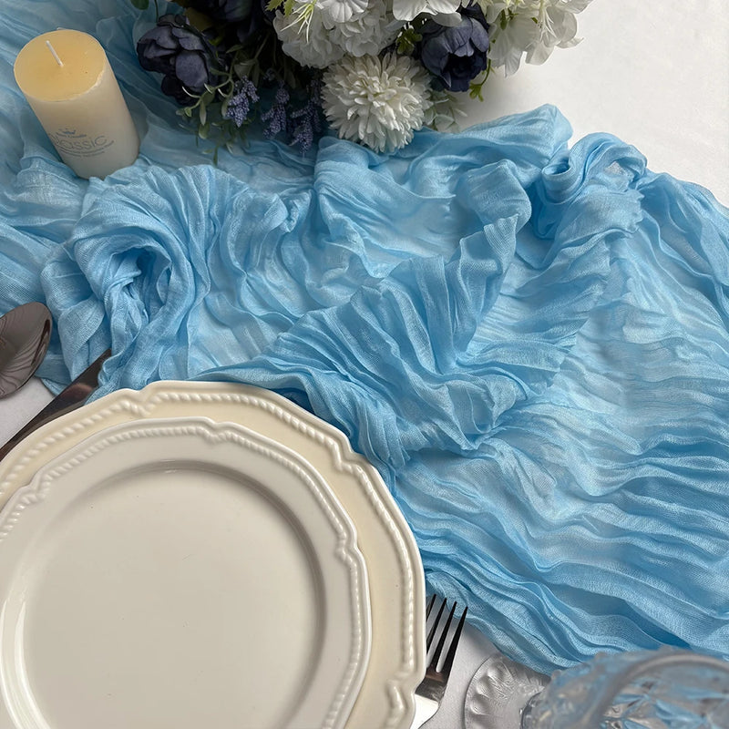 Event Designing Table Runner Cheese Cloth Gauze Crepe Rustic Wedding Party Decor Farmhouse Tabledecor House Warming Gift Easter