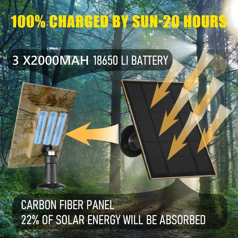 10W Trail Game Camera Solar Panel Kit 5V Output 6000mAh Rechargeable Battery Solar Power Bank Solar Charger for Hunting Camera