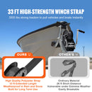 SucceBuy Hand Winch Boat Trailer Winch Heavy Duty Rope Crank Polyester Strap & Two-Way Ratchet Manual Operated Hand Crank Winch