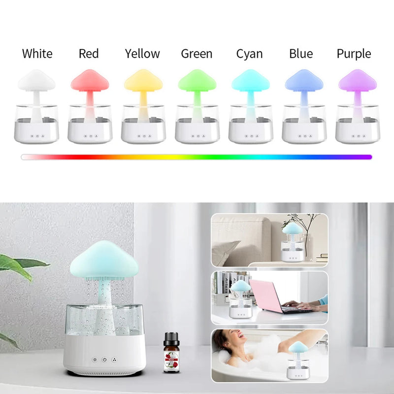 450ML Mushroom Rain Cloud Air Humidifier Colorful Night Light Moisturize Skin Relieve Fatigues for Friends Family Gifts