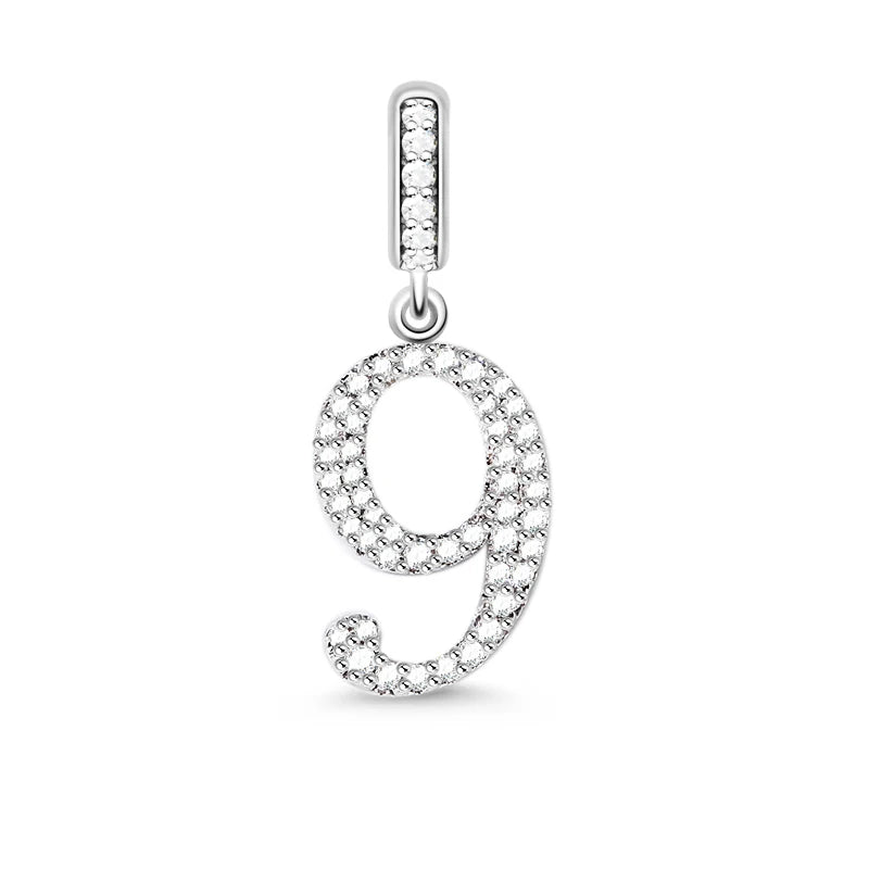 925 Sterling Silver Plated 0-9 Number Dangle Charm Bead Fit Pandora Original Bracelet Necklace DIY Women Jewelry