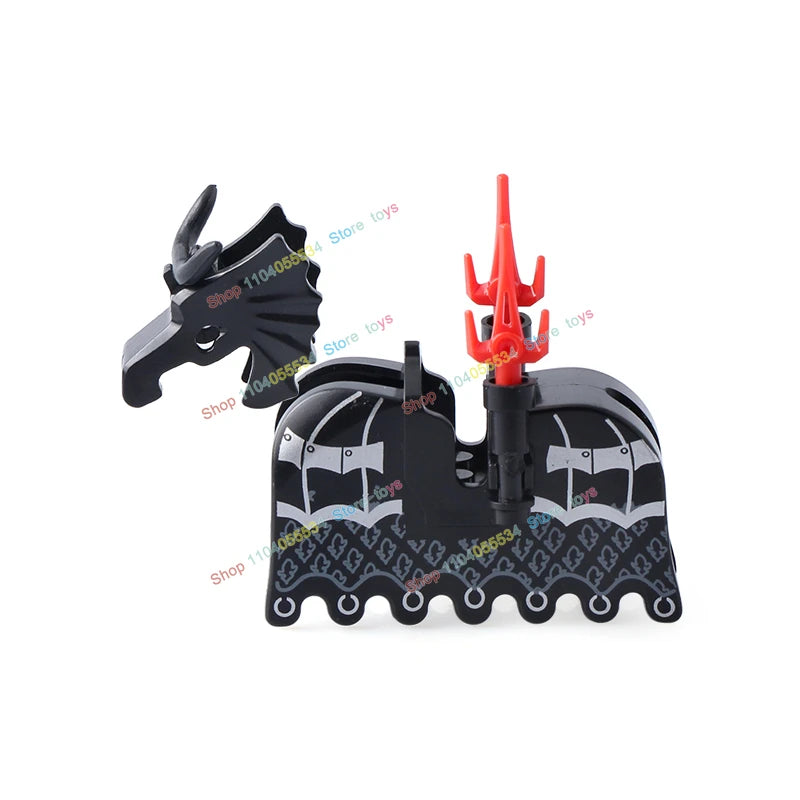 MOC Medieval Military Series Castle Roman Knight Horse Saddle Soldiers War Horses Building Block Accessories Kids Education Toy