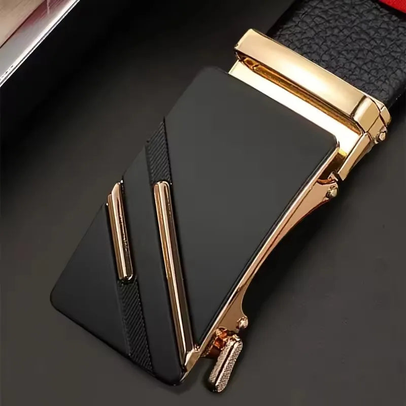 New Fashion Leisure Business Men's Belt Metal Automatic Buckle Brand Luxury Design Waist Belts For Men Strap Male，For Ideal Gift