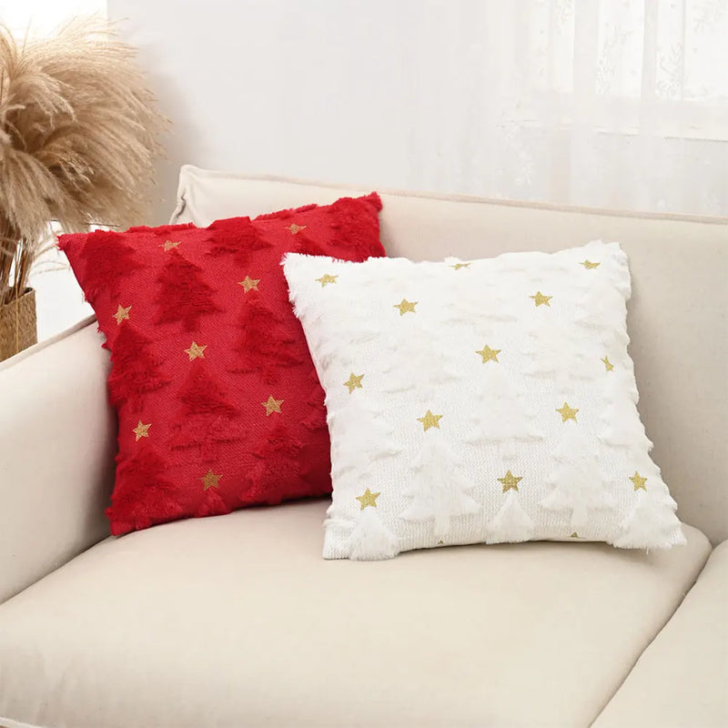 Christmas Tree Pillow Covers 45x45cm Soft Plush Pillowcase Couch Cushion Case for Couch Sofa Holiday Festivals Winter Home Decor