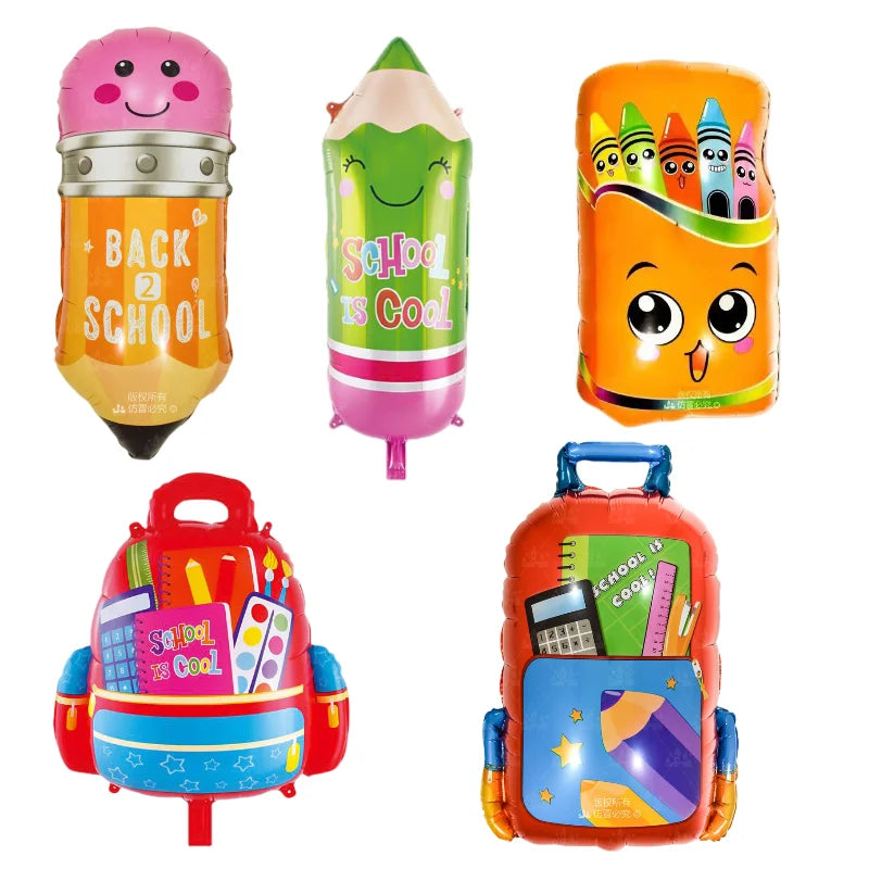 Back To School Student Stationery Bus Schoolbag Rubber Pencil Foil Balloon Babyshower Decoration Child Birthday Party Globos