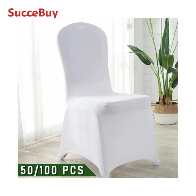 SucceBuy12/30/50/100Pcs Wedding Chair Cover Spandex Stretch Slipcover for Restaurant Banquet Hotel Dining Party White Cover