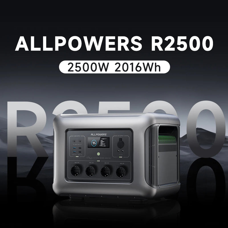 ALLPOWERS R2500 Solar Generator 2500W (4000W Peak), 2016Wh LiFePO4 Portable Power Station with Solarpanel 4 AC Outlets for Home