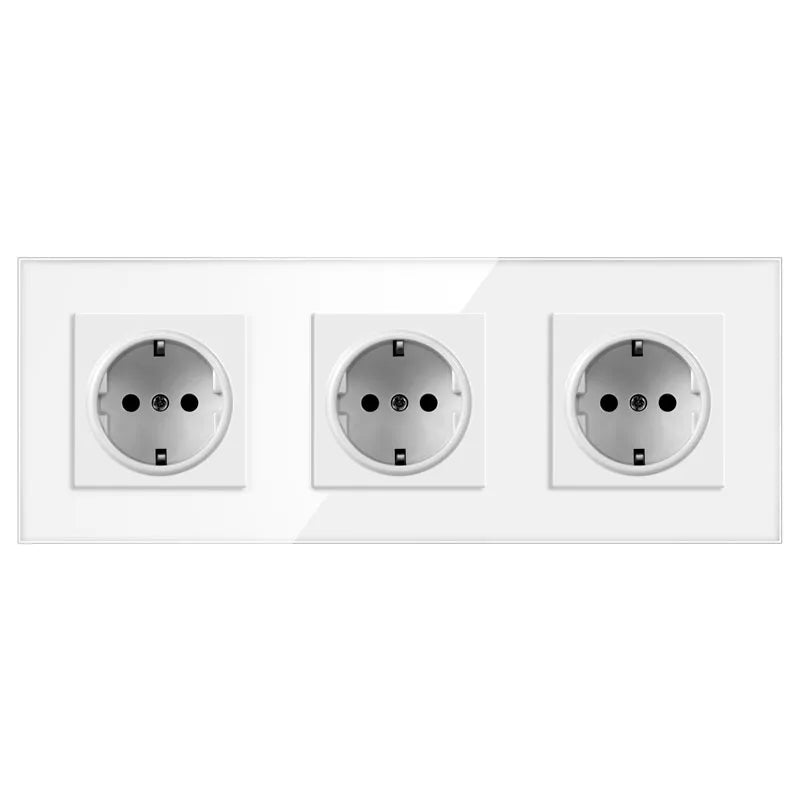 JHJCH wall crystal glass panel power socket plug has been grounded, 16a European standard power socket 86mm * 86mm