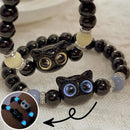 Creative Cute Big Eye Cat Luminous Bracelets For Women Animal Pendant Beaded Hand Chain Friendship Couple Bracelet Jewelry Gifts