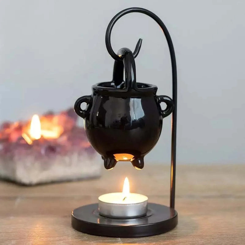 Ceramic Candle Holder Essential Oil Burner Diffuser Furnace Warmer Tealight Candle Wood Base Lamp Porcelain Living Room Decor