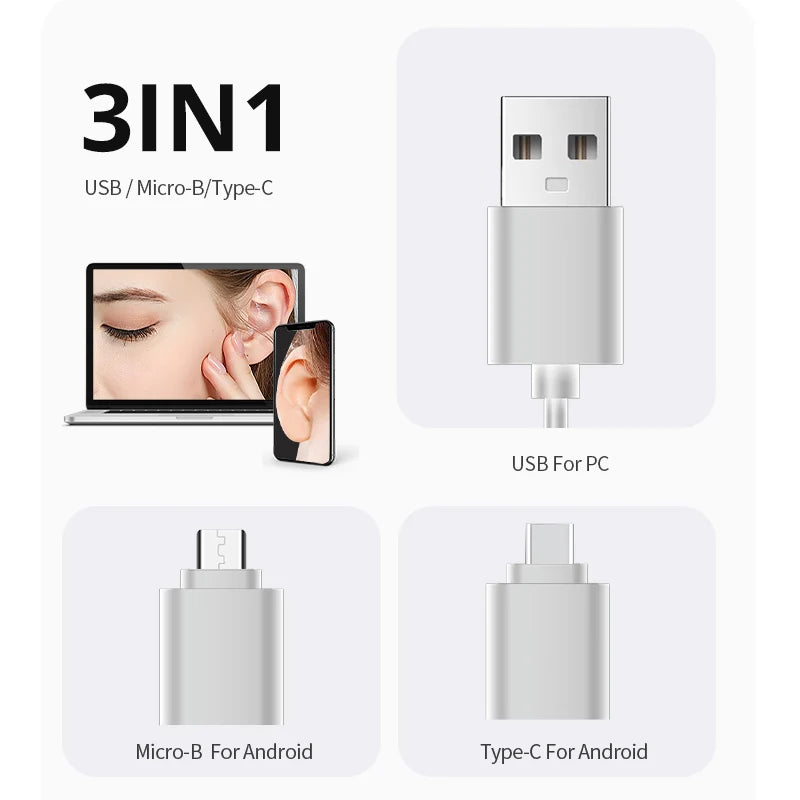 Ear Wax Removal Camera USB Ear Endoscope Camera With 6 Adjustable LED Ear Camera Compatible with Android Smartphone PC