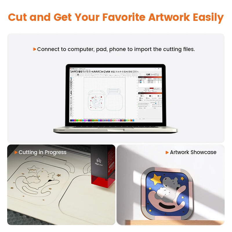 AlgoLaser Desktop Laser Engraver Y-axis Rotary Roller Engraving Cutting Cutter Machine Wood Metal Acrylic Woodworking 390x410mm