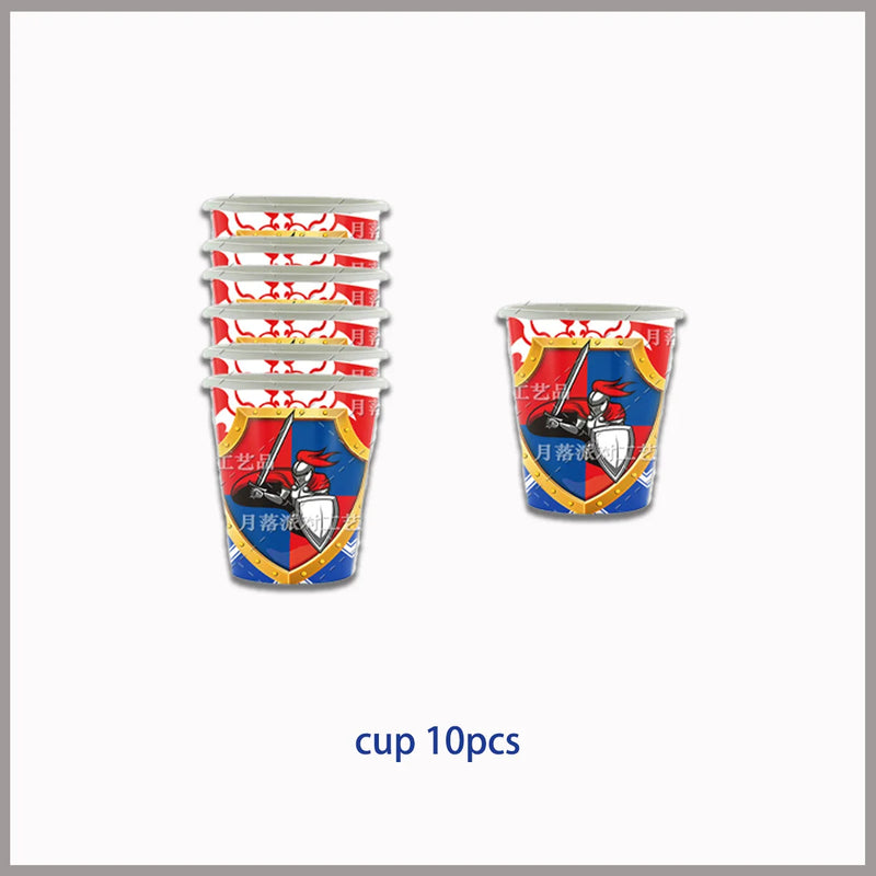 Middle Ages Armored Knight Theme Children's Birthday Party Decoration Supplies Disposable Backdrop Plate Banner Baby Shower Gift