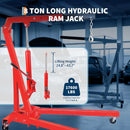 8-Ton Hydraulic Ram Jack for Engine Hoists - Heavy Duty Long Ram Cylinder with Air Pump & Clevis Base