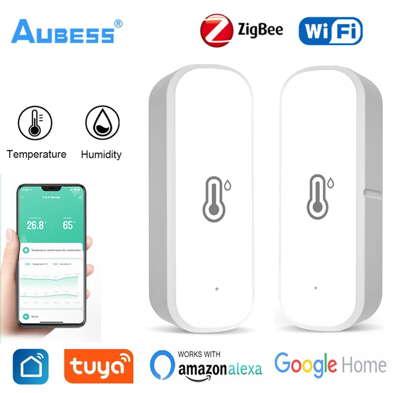 Tuya Zigbee/ WiFi Smart Temperature Humidity Sensor Indoor Hygrometer APP Remote Control Works With Alexa Google Home Smart Home