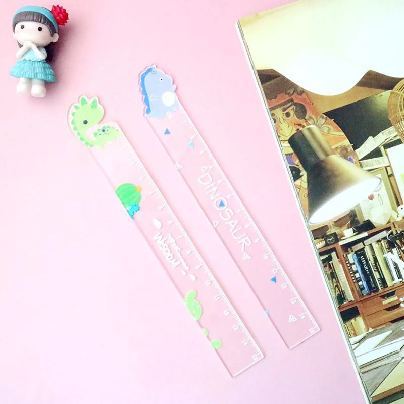 Dinosaur Ruler Kawaii Accessories Transparent Korean Cute Stationery 15cm Diy Drawing Tools Regla School Supplies Student Rulers