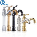 POIQIHY Antique Brass Basin Vessel Sink Faucet Deck Mounted One Hole Cold Hot Water Cold Hot Mixer Tap Bathroom Faucet  1 Hole