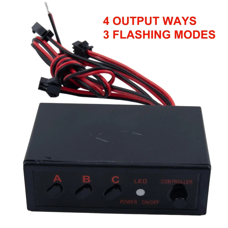 4 Ways LED Strobe Flash Light Flasher Controller Box 12V Car Strobe Lights Vehicle Front Grille Flashing Lights Bar