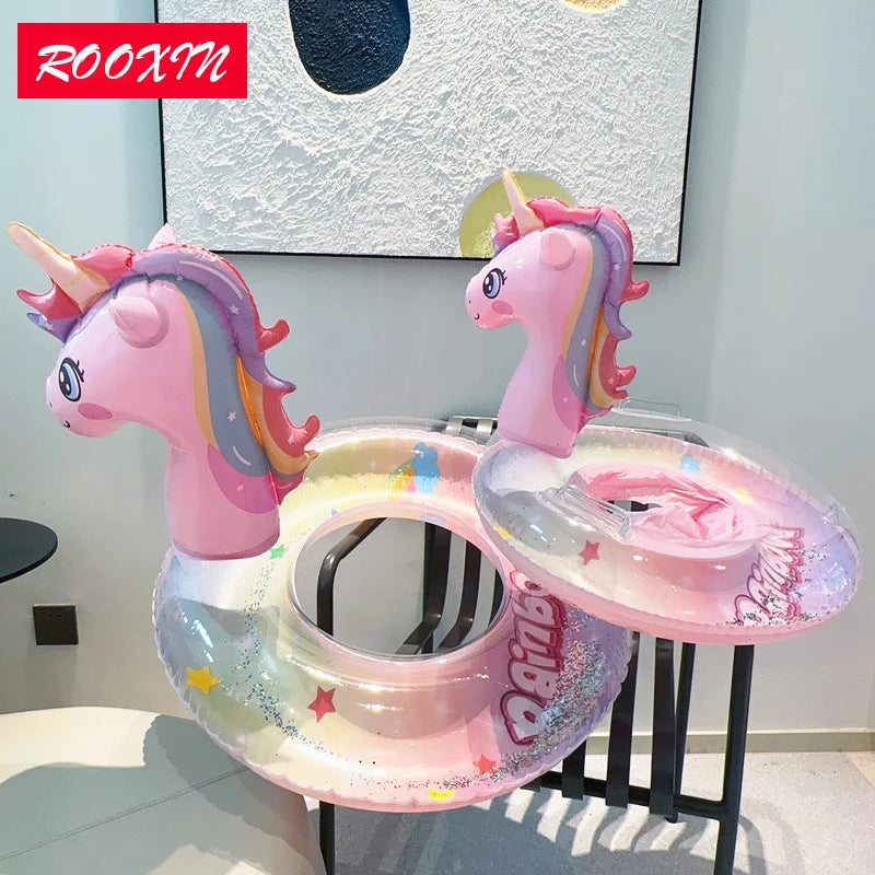 Rooxin Unicorn Inflatable Pool Floats Swimming Ring for Kids Baby Swim Tube Water Play Supply Float Seat Summer Beach Party Toys