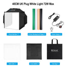 Puluz 40cm Professional Photography Lightbox 72W LED Photo Studio Shooting Tent Soft Box Kit,Photo Studio Box 4 Color Backdrops