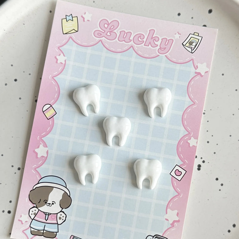 20 Pcs New Cute Cartoon Animal White Small Teeth Series Resin Scrapbook Diy Jewelry Children Gift Hairpin Accessories C05