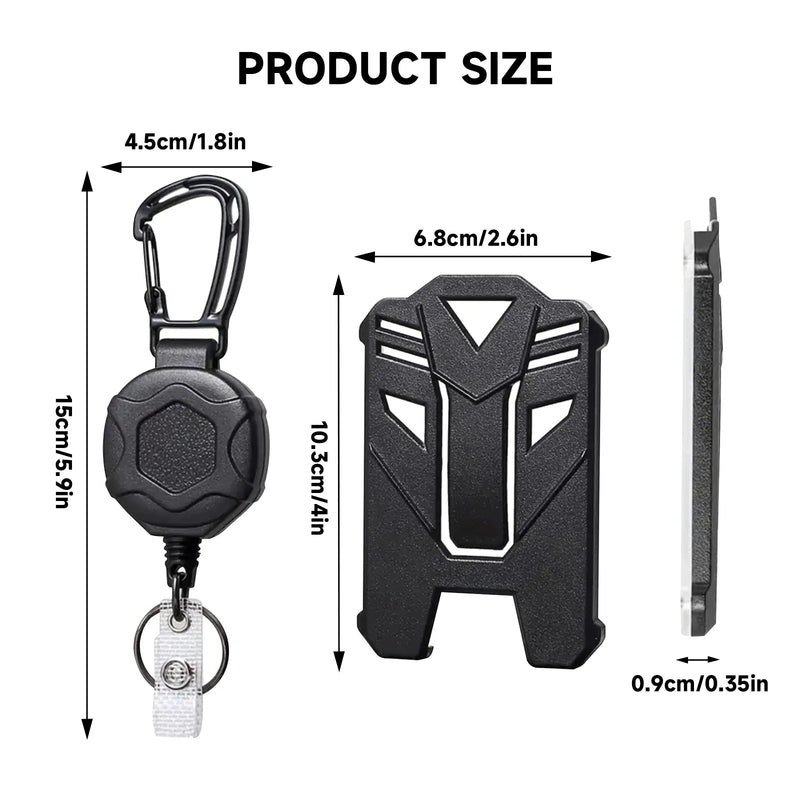 Outdoor Keychain Heavy Duty Stainless Steel Id Badge Holder Retractable Reel Vertical Lanyard Durables Anti-lost Tactical Card