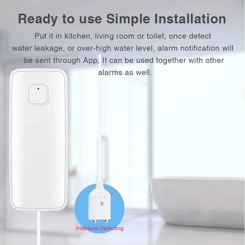 Tuya WiFi Water Level Sensor Leak Alarm Detector Smart Life Security Sound Alarm Overflow Flood Leakage Sensor Remote Monitor