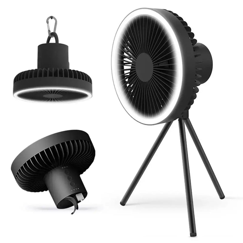 DQ212 7 Inch Fan Lamp 3 Speed Household Tripod Desktop 10000mAh LED Lighting USB Weless Use Outdoor Portable Small Ceiling Fan