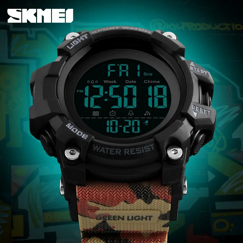 SKMEI 1384 Sport Watch Stopwatch Count Down Mens Digital Watches Soft Clock For Male reloj hombre with Shockproof 2 Time