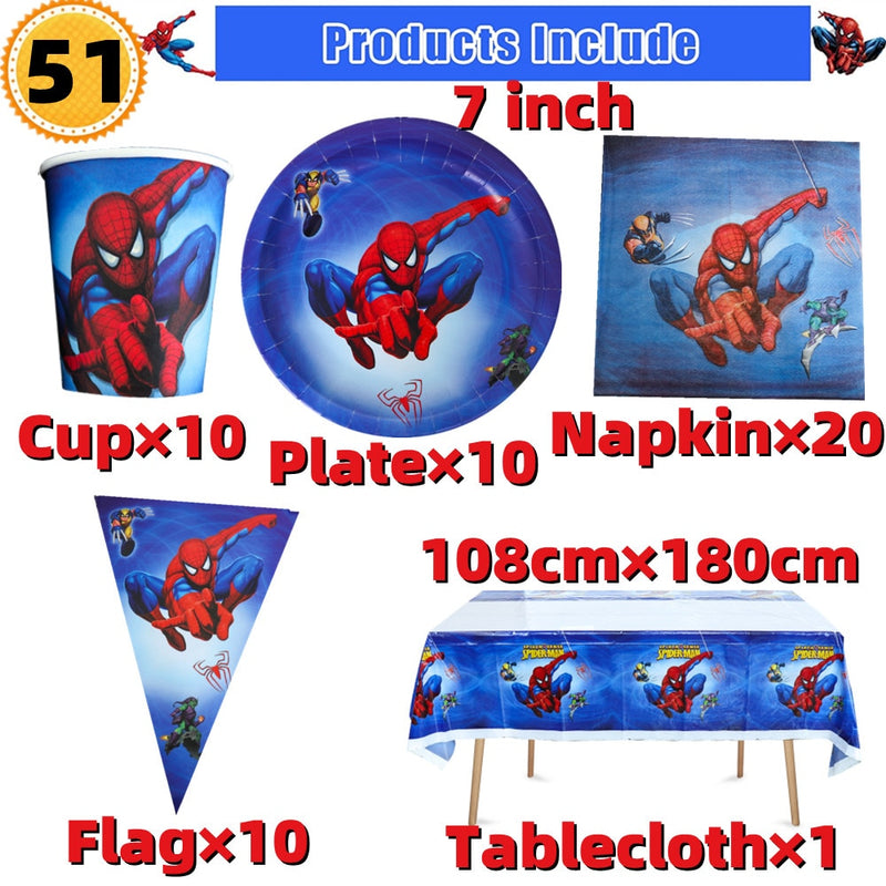 10/20 people Spiderman Theme Birthday Party Decorations Set Paper Cup 7inch Plate Superhero Baby Shower Kids Boys Party Supplies