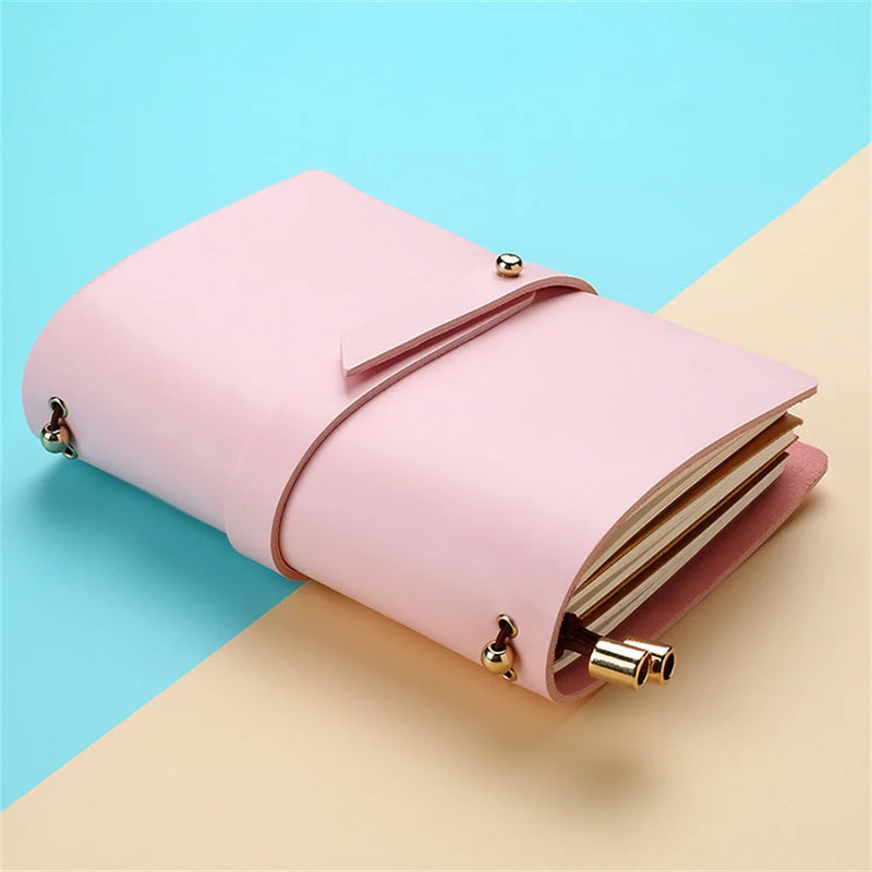 Soft PU Leather A5 Notebook Passport Style Solid Color Creative Fresh Loose-Leaf Notepad Student Stationery Diary Book 135x105mm