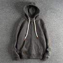 Autumn Winter American Retro Heavyweight Long Sleeved Hooded Hoodies Men's Simple Thickened Velvet Casual Cardigan Sweatshirts