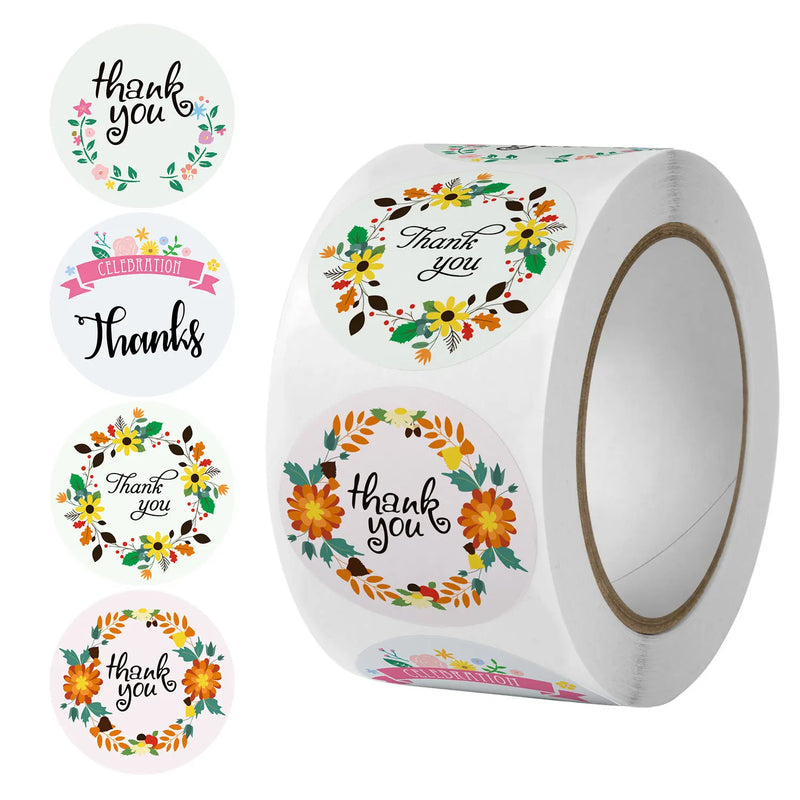500pcs Labels Roll Flower Thank You Stickers Scrapbooking For Gift Decoration Stationery Sticker Seal Label Handmade Sticker