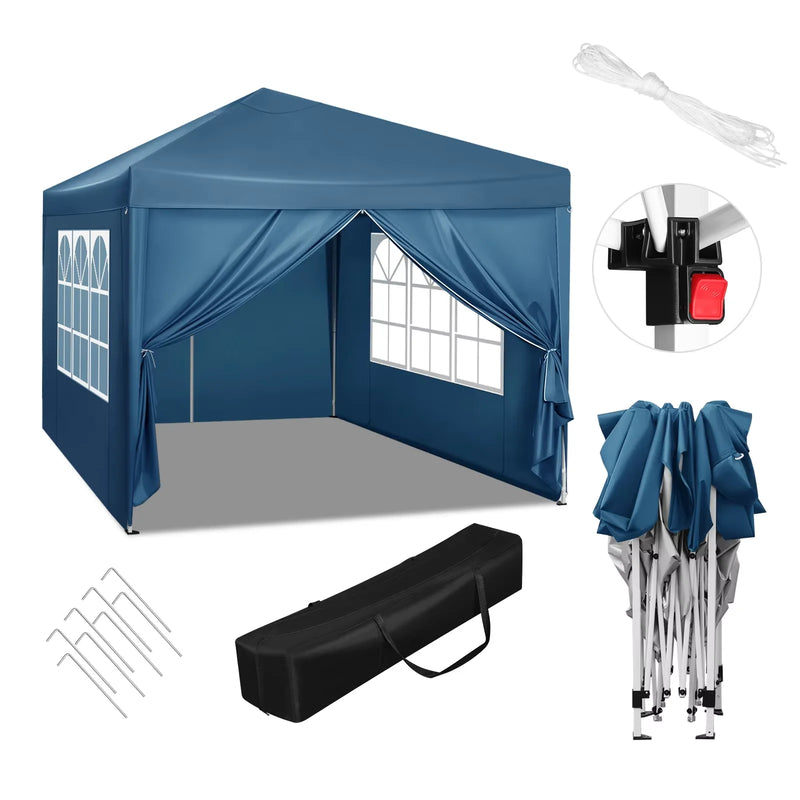 Foldable Canopy 3x3m Garden Tent Camping Pavillon Gazebo Waterproof UV Sun Protection with Carry Bag Sunshade Shelter