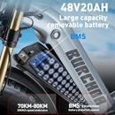 BURCHDA RX80 1000W50KM/H Mountain Electric Bicycle 48V20AH Lithium Battery 26 Inch Fatbike Electric Bike For Adults Motorcycle