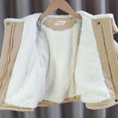 1 2 3 4 5 6 Years Winter Girls Jacket Plus Velvet Keep Warm Windbreaker Coat For Girls Lapel Tighten Waist Children's Clothing