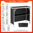 VEVOR Folding Portable Bar Table Tradeshow Podium Table for Party Picnic Exhibition Includes Carrying Case Storage Shelf & Skirt