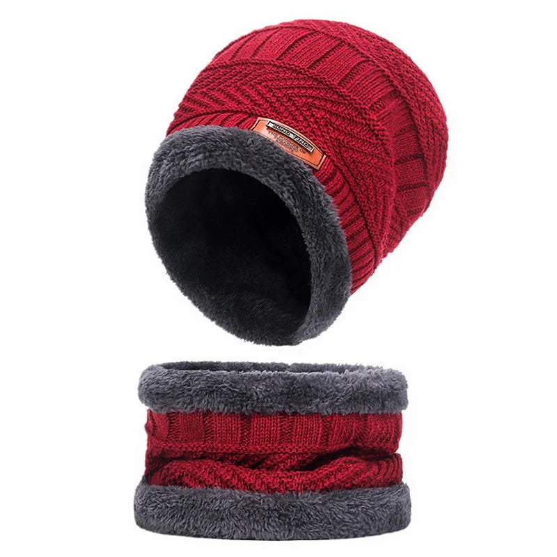 Winter Beanie Hat For Men Knitted Hat Winter Cap Beanie Women Thick Wool Neck Scarf Cap Balaclava Mask Bonnet Hats