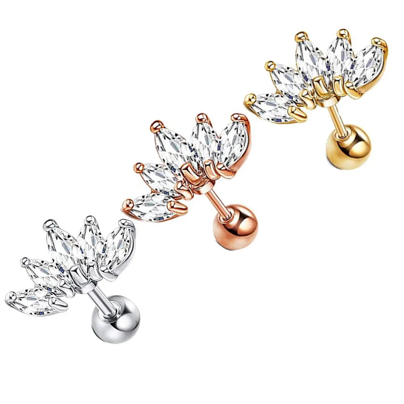 New 925 Silver Needles Minimal Earrings For Women Crystal Zircon Small Huggie Thin Cartilage Earring Girls Piercing Jewelry