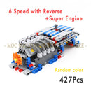 MOC Technology Building Blocks Bricks Power Functions Automotive Speed Gearbox Engine Transmission Machinery DIY Assembling Toys
