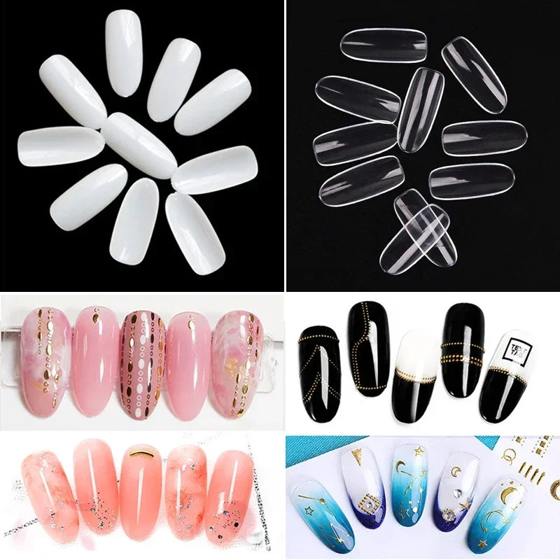 500pcs/pack Acrylic Nails OVAL Round Shapes False Nail Tips Full Cover False French Nail Tips NEW Fake Nail Art Tips Tools