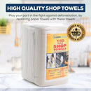 79142 Shop Towels 14"x12", 150 Count (Pack of 1), Cotton, White