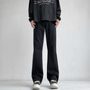 Autumn Vintage Straight Wide Legs BLACK Jeans Men's Streetwear Harajuku Washed Baggy Casual Flare Denim Trousers Y2K Male Pants